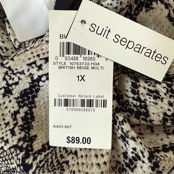 Bar III Plus Size Snake Print Skirt and Top Set. Size 1X NWT - Picture 12 of 15